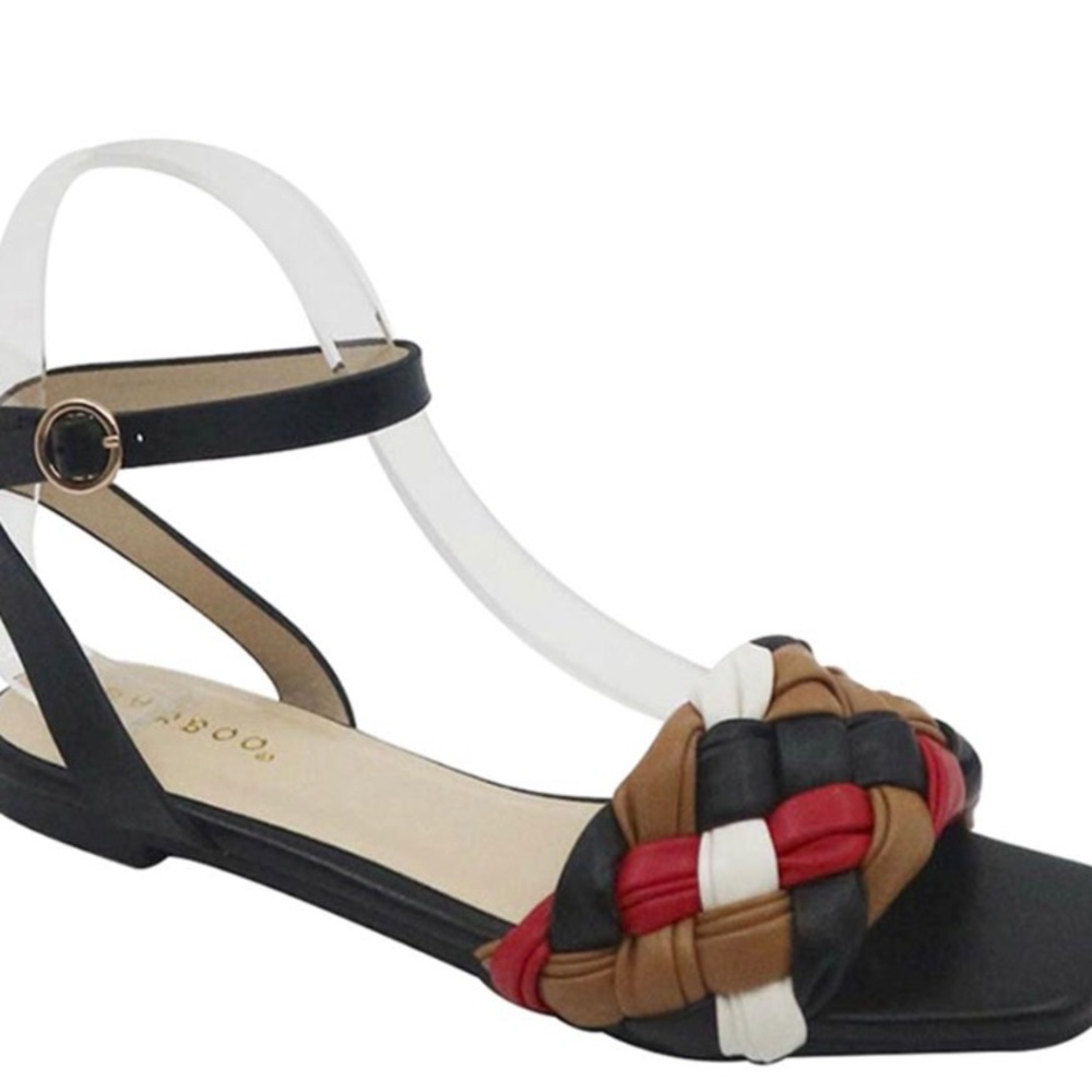 Black braided flat sandals